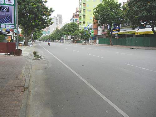 Deserted Phnom Penh street